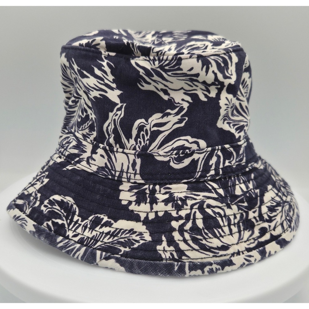 Abercrombie & Fitch Navy Blue White Floral Cotton Bucket Hat Small Vintage Style